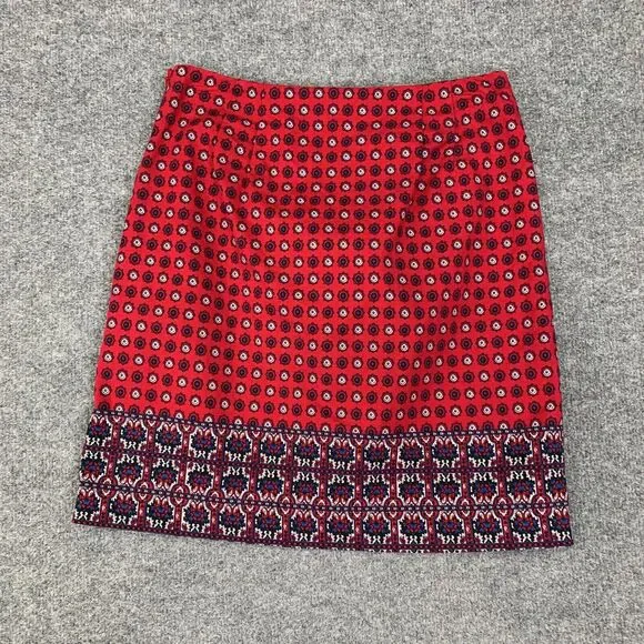 Talbots Skirt Womens 2P Petites Multi Cotton Blend Straight Side Zip Inner Lined - Picture 3 of 10
